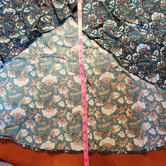 Band of the Free Jewel Bohemian Floral Wrap High Low Maxi Dress, Large, Teal - Picture 7 of 10